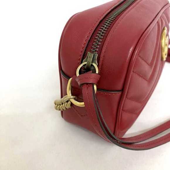Gucci Marmont Mini Shoulder Bag Leather Red - Picture 8 of 10